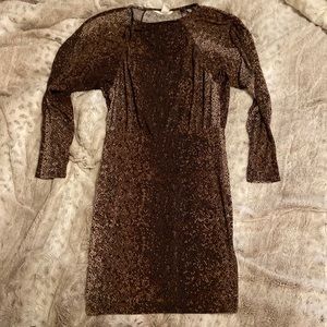 Long sleeve short brown dress
